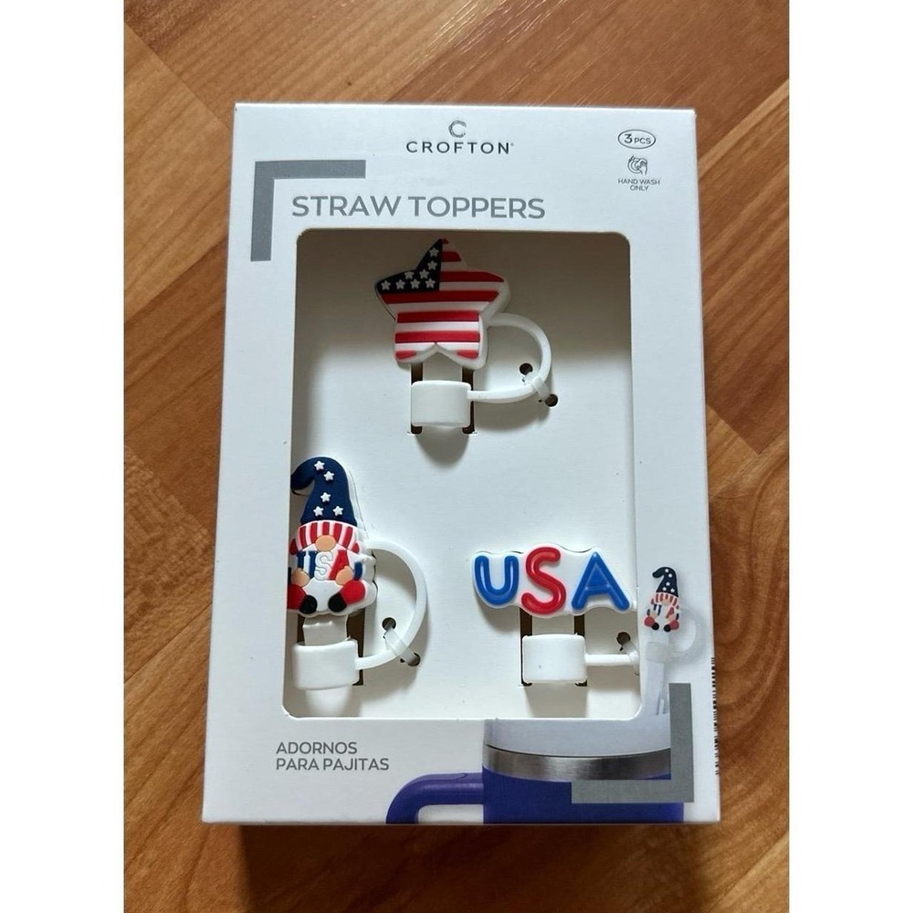 Crofton Americana 3pk Straw Toppers